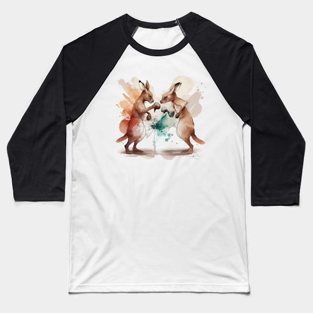 Kangaroo boxing Baseball T-Shirt by AI INKER